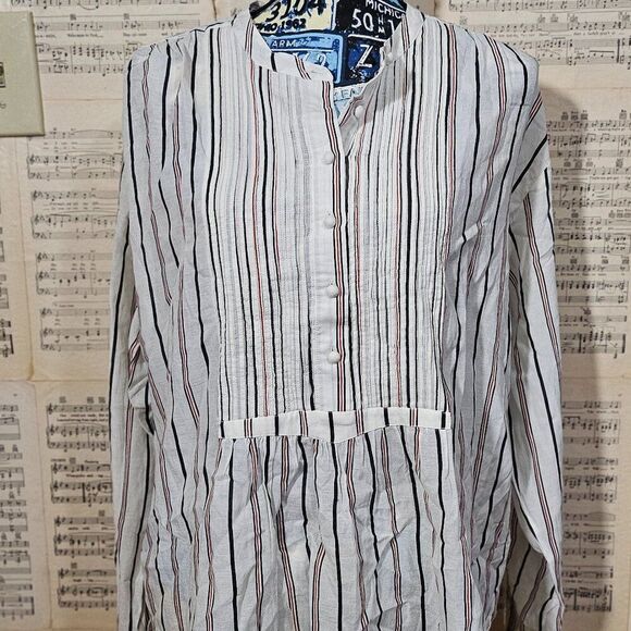 Joie Large Long Sleeve Striped Cotton Blend - Picture 1 of 9